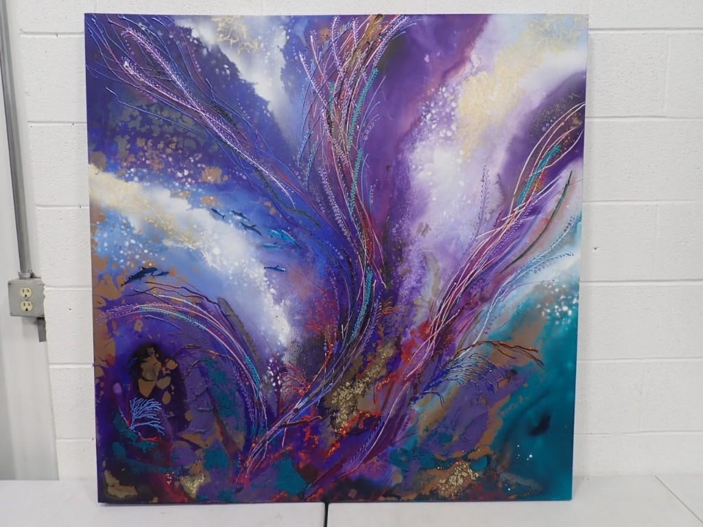 Brian Miller Signed Painting "Ocean Spendor": Brian Miller Signed Painting "Ocean Spendor" - measures roughly 48x48"