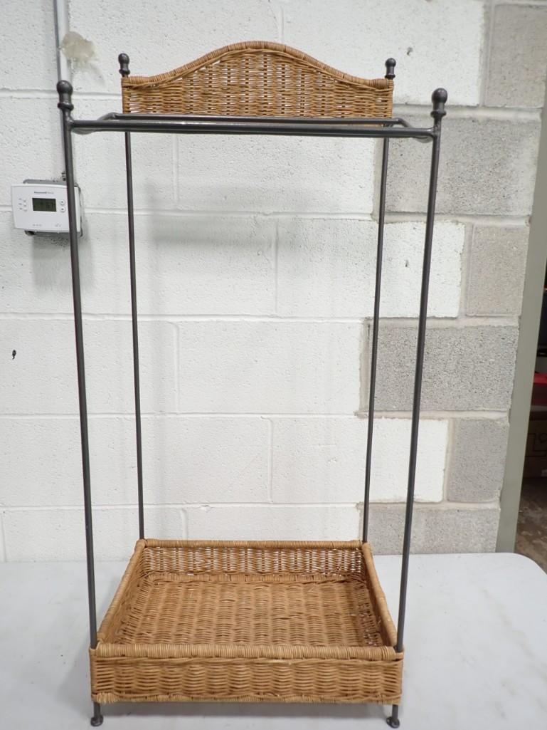 Metal and Wicker Shelf / Display - Measures roughly 41x18x12" (1 of 7)