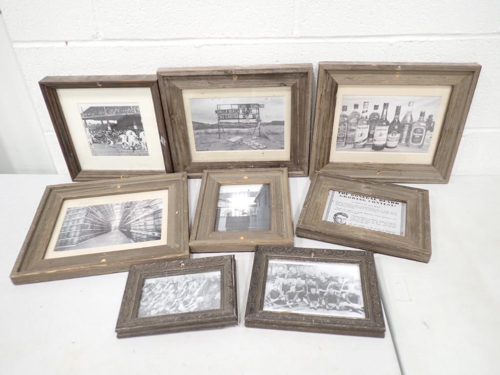 Vintage Framed Pictures including old sports teams, alcohol bottles, etc. (1 of 11)