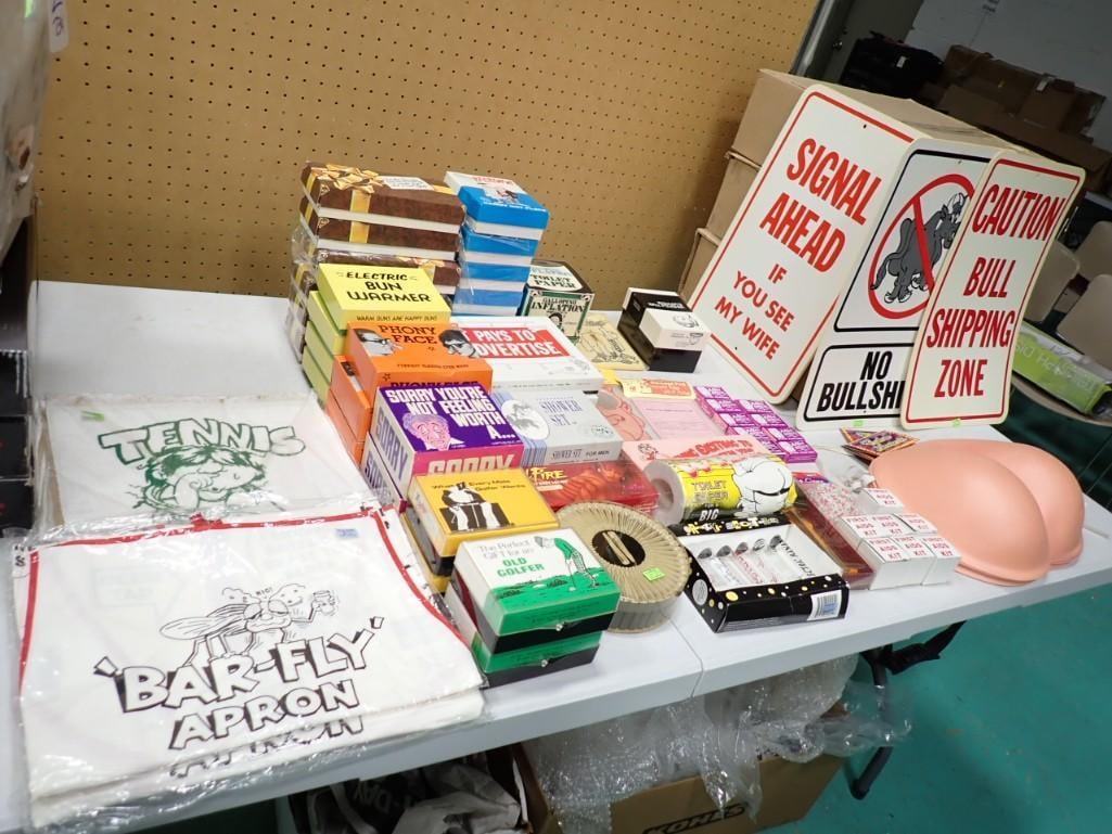 Large Lot of Novelty Items, Gag Gifts, Novelty Signs, etc New in Package (1 of 20)