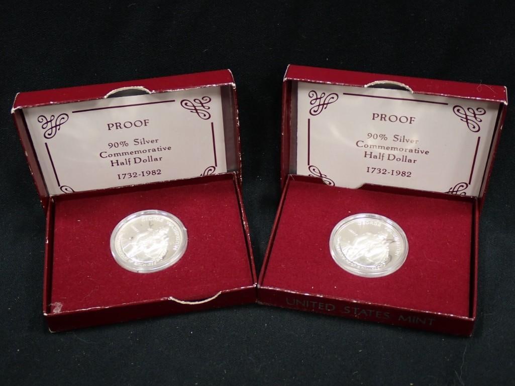 2 Proof 1732-1982 90% Silver Commemorative Half Dollars (1 of 8)