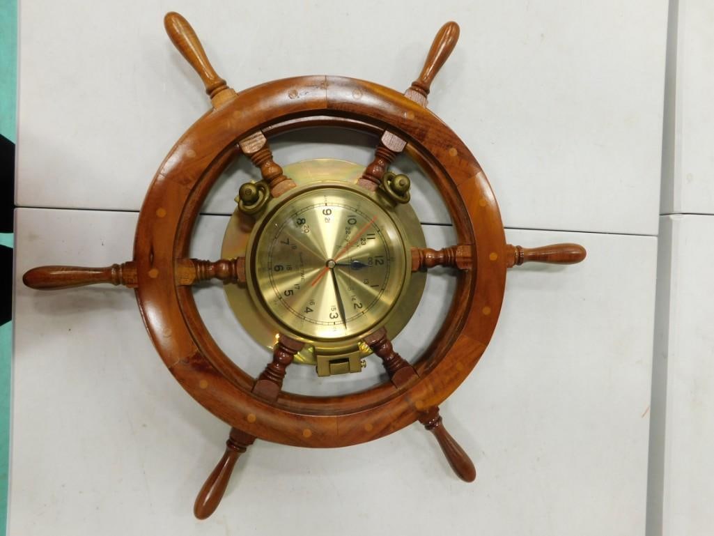 Mid Century Ship's Wheel Clock Ship's Time Quartz (1 of 7)