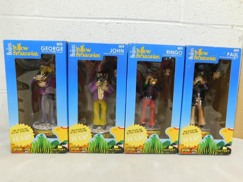 4 The Beatles Yellow Submarine Shakems Premium Motion Statues New in Boxes (1 of 8)