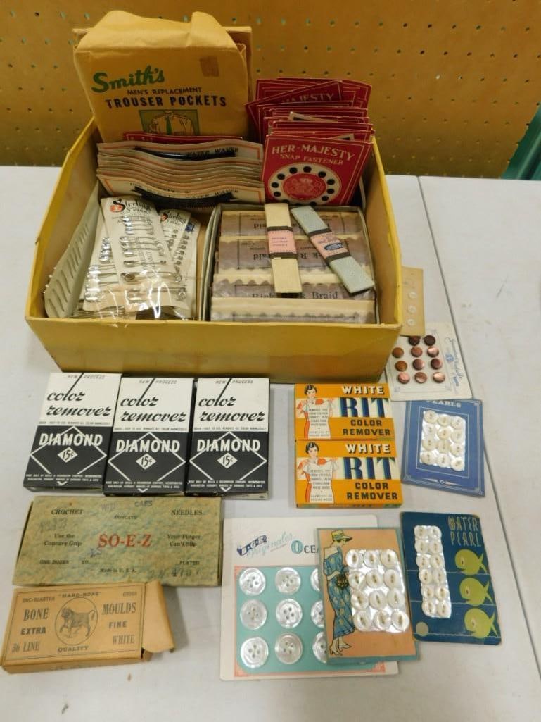 New Old Stock Vintage and Antique Sewing Supplies and Notions incl Trouser Pockets, Rick Rack, (1 of 10)