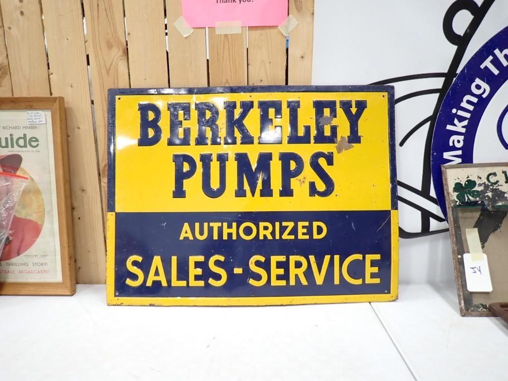 Vintage Berkeley Pumps Metal Sign - roughly 18x24" (1 of 3)
