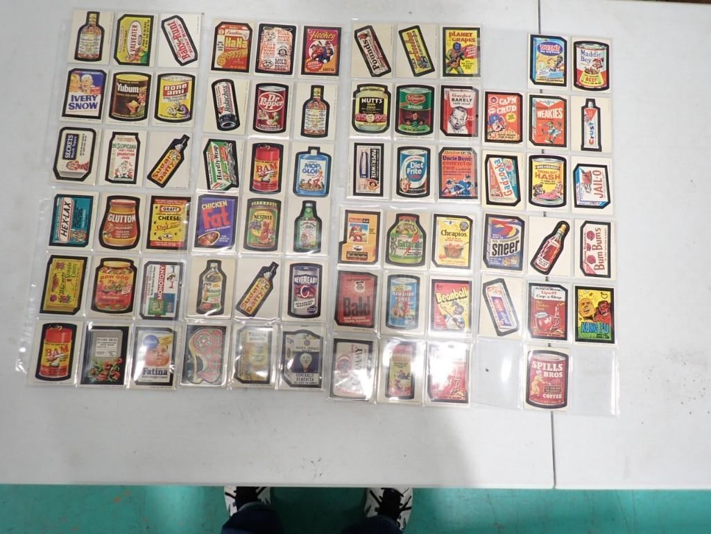 Lot of 1970's and 1980's Topps Wacky Packages Stickers: Lot of 1970's and 1980's Topps Wacky Packages Stickers including Never Ready Batteries, Spills Brothers, Cap'N Crud, Planet of the Grapes, Jail-O, Diet Frite, etc.