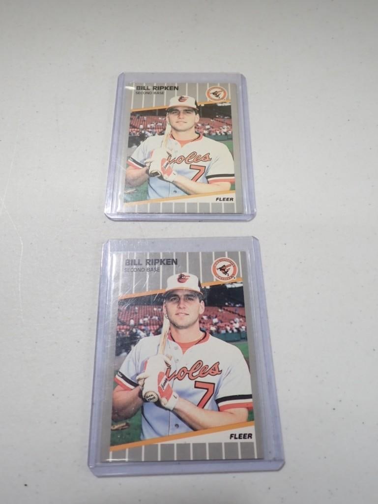Pair of Bill Ripken Fleer "Fuck Face" Baseball Cards: Pair of Bill Ripken Fleer "Fuck Face" Baseball Cards - one is blacked out,, the other is not. Fleer 1989 card #616