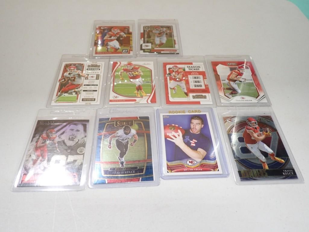 Lot of 10 different Travis Kelce Football cards including 2013 Topps Rookie (1 of 5)