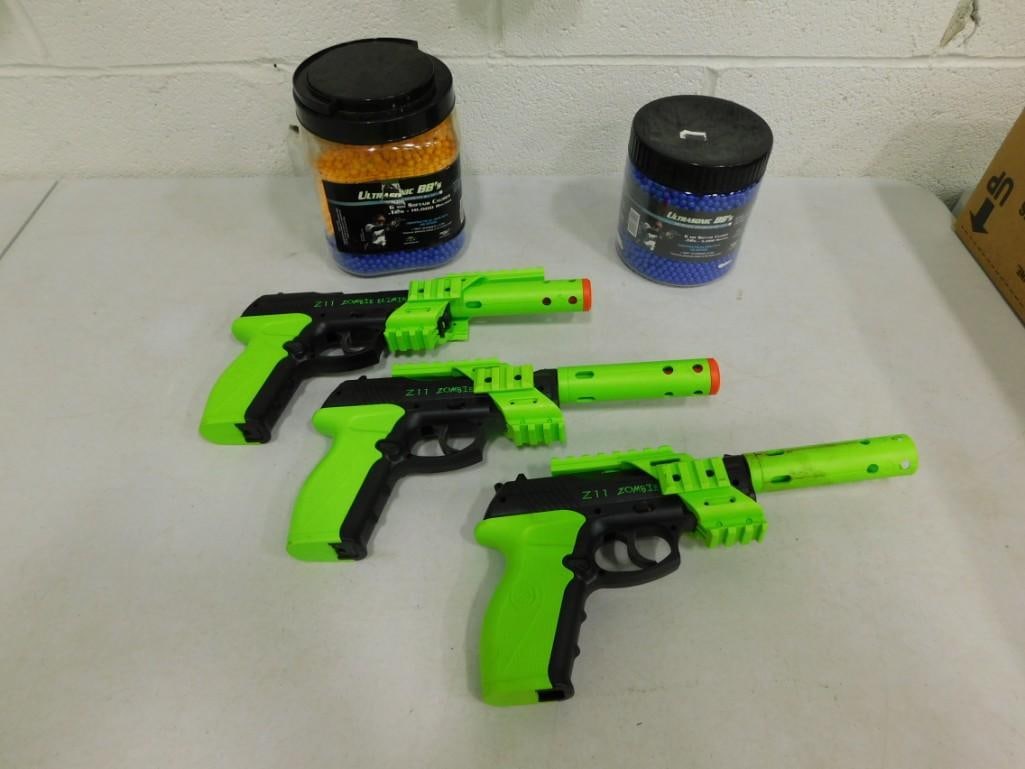 3 Air Soft Guns - Z11 Zombie Eliminator plus some BBs / Pellets (1 of 5)