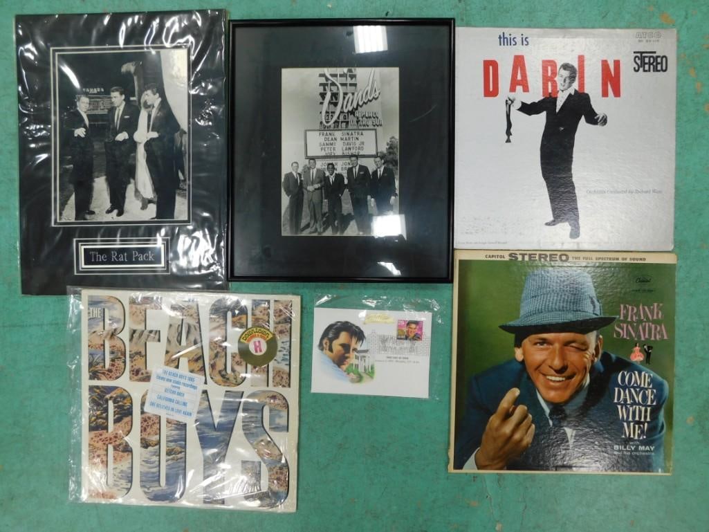 Rat Pack Framed Pictures, plus some Vinyl Records - Beach Boys, Bobby Darin, Frank Sinatra (1 of 3)