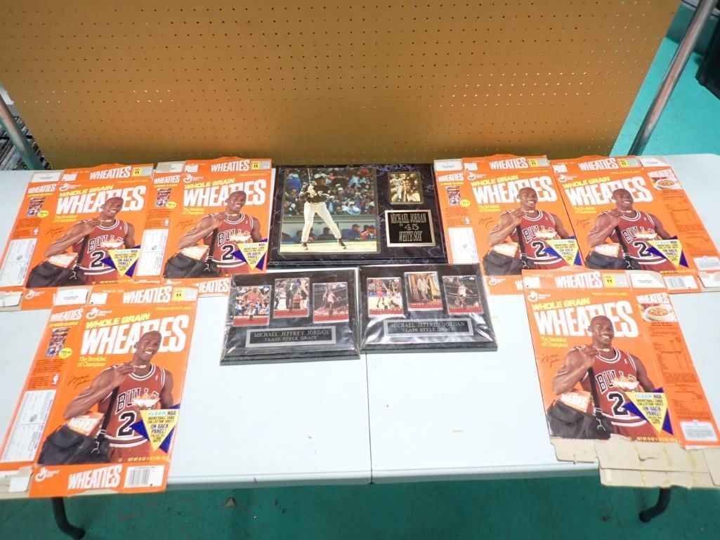 Michael Jordan lot including Wheaties Boxes, Baseball and Basketball Plaques (1 of 6)