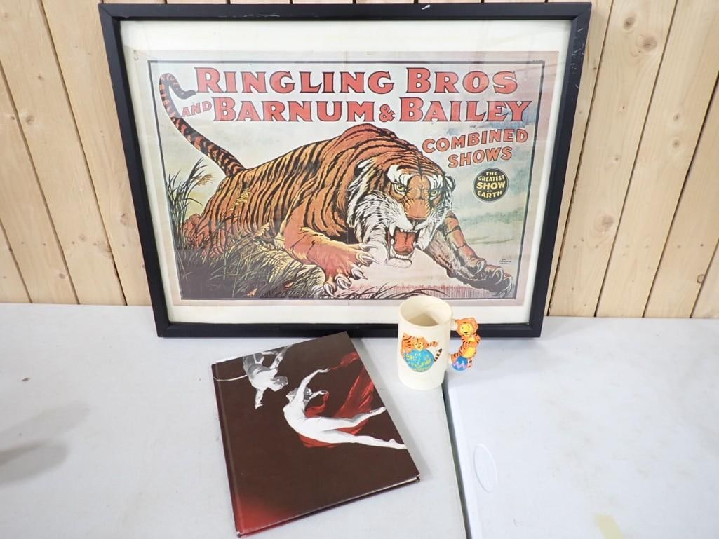 Ringling Bros Circus 1980s Mug, 1990 Book Circus History, The Strobridge Old Lithograph Framed (1 of 10)