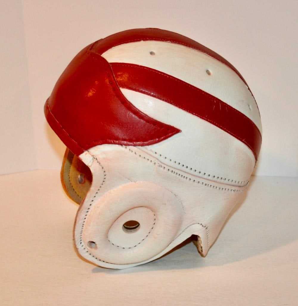 Old Leather Football Helmet: Old Leather Football Helmet. No markings to say who made this one or what size it is.