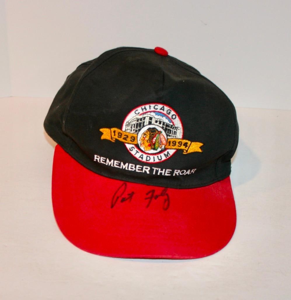 Blackhawks Cap Signed By Pat Foley: Blackhawks Cap Signed By Pat Foley No COA