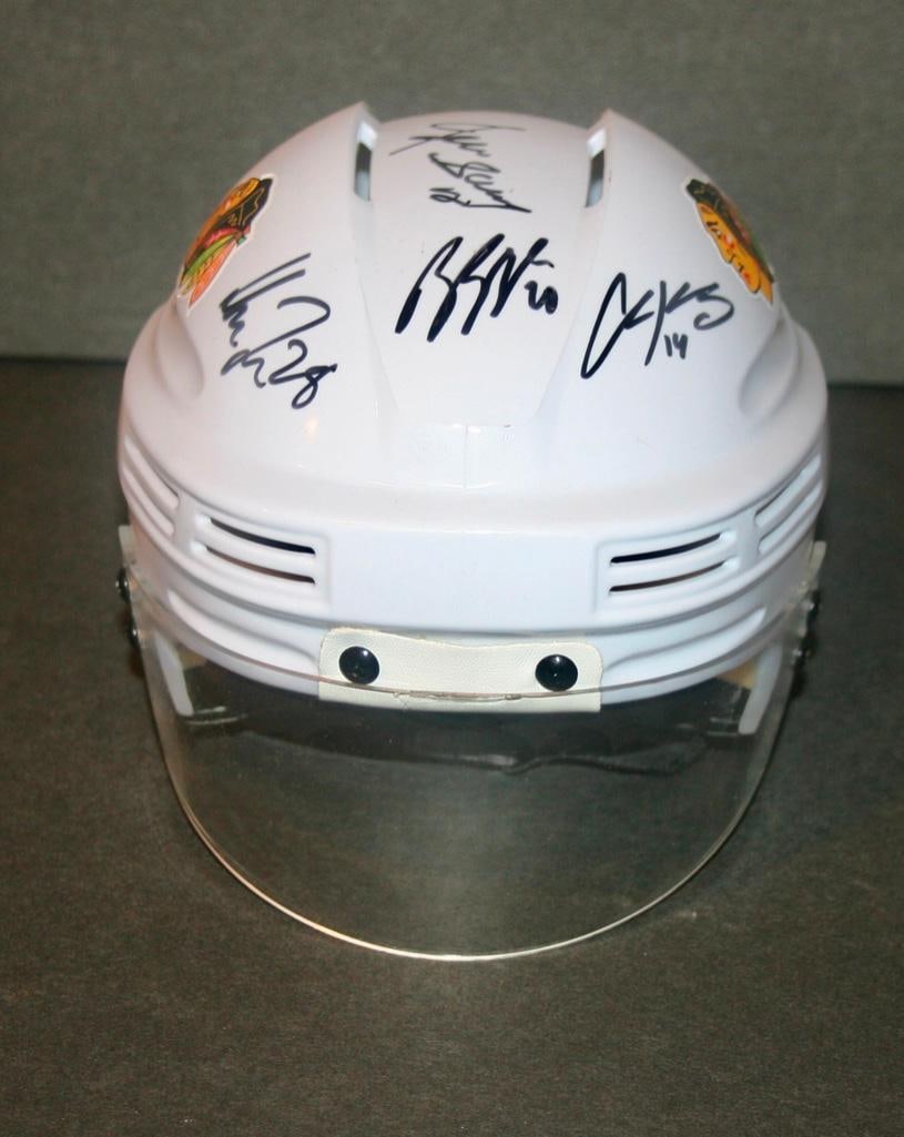 Blackhawks Mini Helmet Signed By 5 Players (1 of 7)