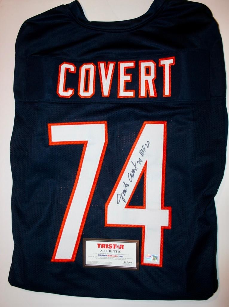 Bears Jimbo Covert "HOF 20" Signed Jersey With COA: Bears Jimbo Covert "HOF 20" Signed Jersey With COA Generic jersey with no size listed. TriStar COA