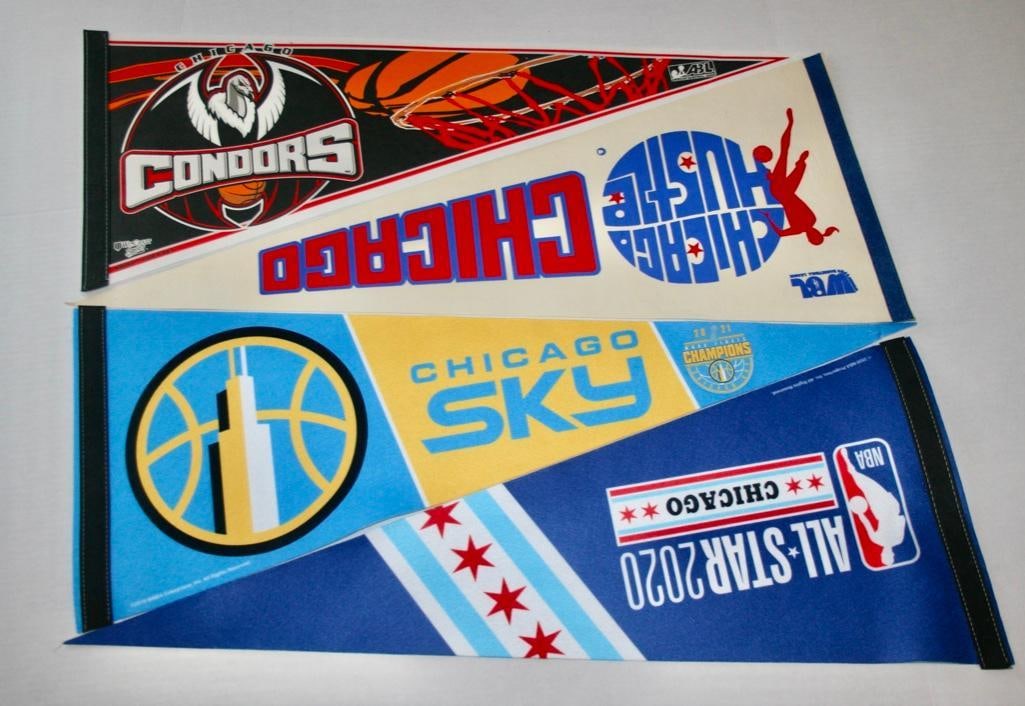 4 Pennants NBA All-Star Game & Chicago Basketball Teams (1 of 5)