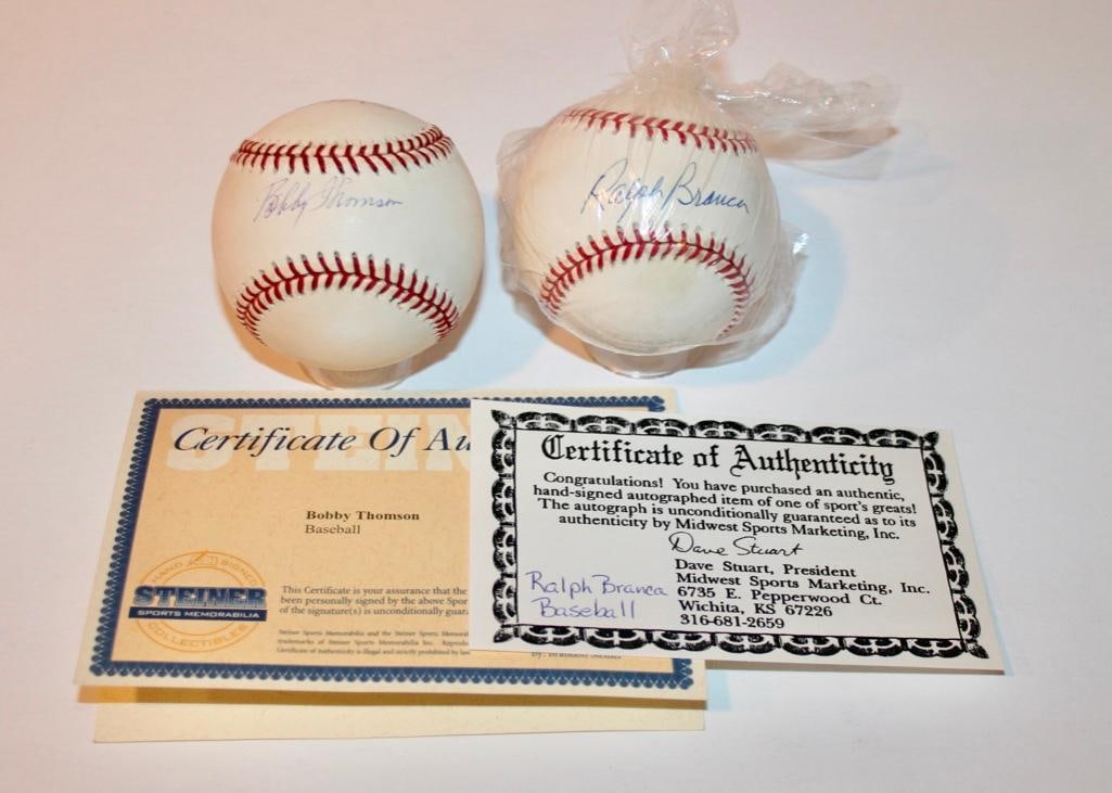 Ralph Branca And Bobby Thomson Signed Baseballs With COA's (1 of 7)