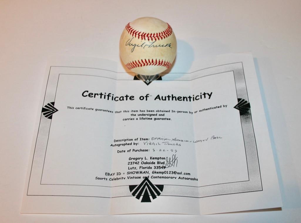 Virgil Trucks Signed Baseball With COA (1 of 3)