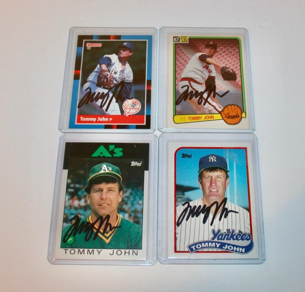 4 Tommy John Signed Baseball Cards (1 of 9)