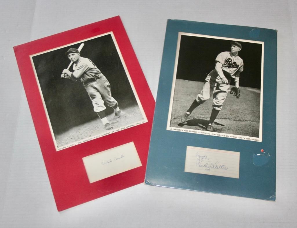 2 Matted Photos And Signed Index Cards - Dolph Camilli And Bucky Walters (1 of 5)