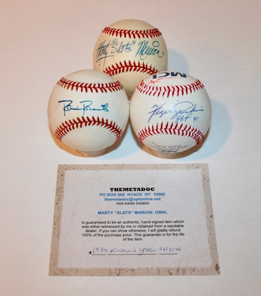 3 HOF Signed Baseballs - Marty Marion, Robin Roberts, And Fergie Jenkins (1 of 5)
