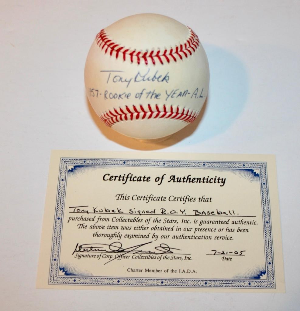 Tony Kubek "1957 Rookie Of The Year" Signed Baseball (1 of 3)