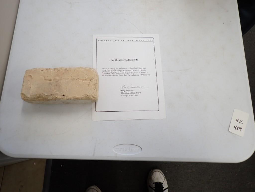 Original Comiskey Park Stadium Brick with Chicago White SOX Charity COA: Original Comiskey Park Stadium Brick with Chicago White SOX Charity COA