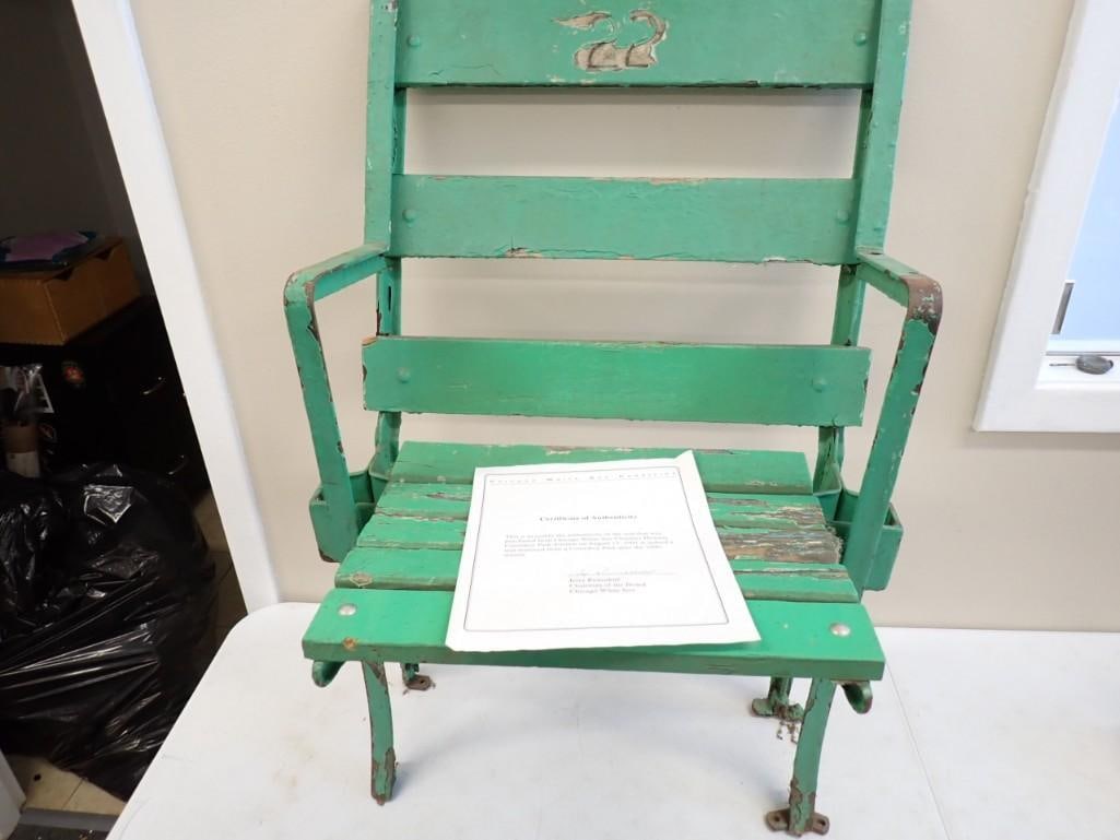 Original Comiskey Park Stadium Seat with Chicago White Sox Charities COA: Original Comiskey Park Stadium Seat with Chicago White Sox Charities COA