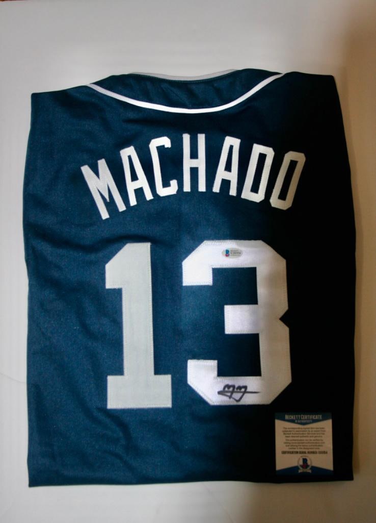 Padres Manny Machado Signed Jersey With COA: Padres Manny Machado Signed Jersey With COA. No size listed on jersey. Beckett COA.