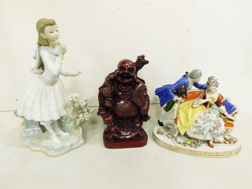 Lladro Exquisite Scent #1313 Figurine, Plus a Buddha Figure and a Porcelain Figurine Made in Japan (1 of 11)