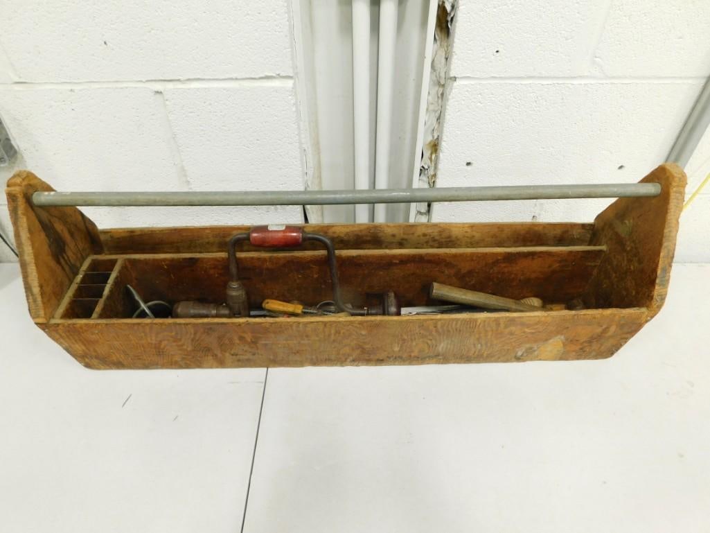 Vintage Wood Tool Box with Many Hand Tools (1 of 7)