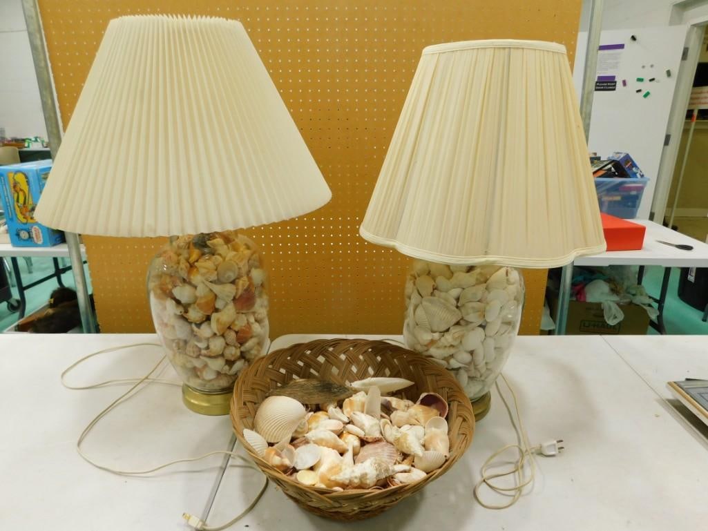 Pr of Fillable Table Lamps Filled with Seashells with Extra Shells (1 of 8)