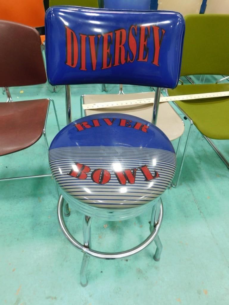 Diversey River Bowl Bowling Alley Bar Stool - it swivels (1 of 6)