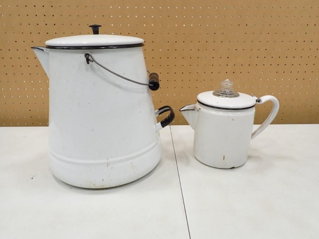 Vintage Enamelware Percolator and Pitcher (1 of 3)