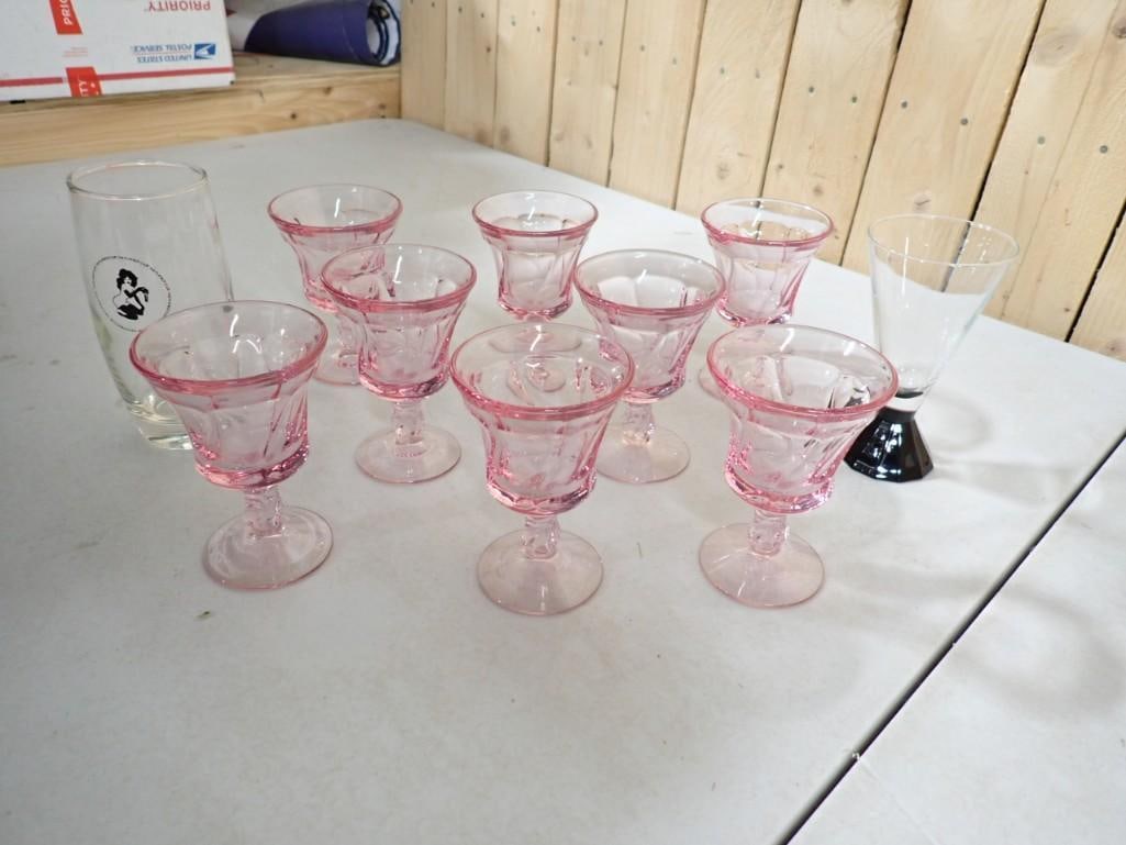 Pink Glass Glasses, Playboy Glass and Black footed Glass: Pink Glass Glasses, Playboy Glass and Black footed Glass