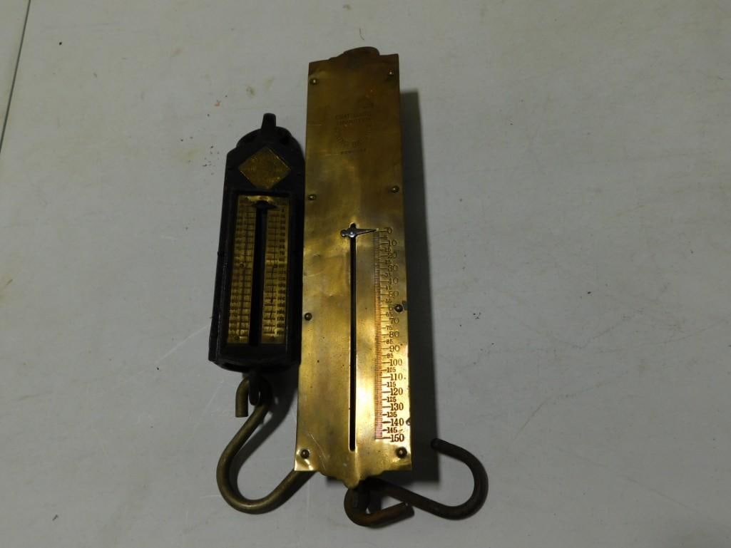 Pair of Vintage or Antique hanging scales - Chatillons Improved Spring Balance, Pelouze Double Dial (1 of 4)