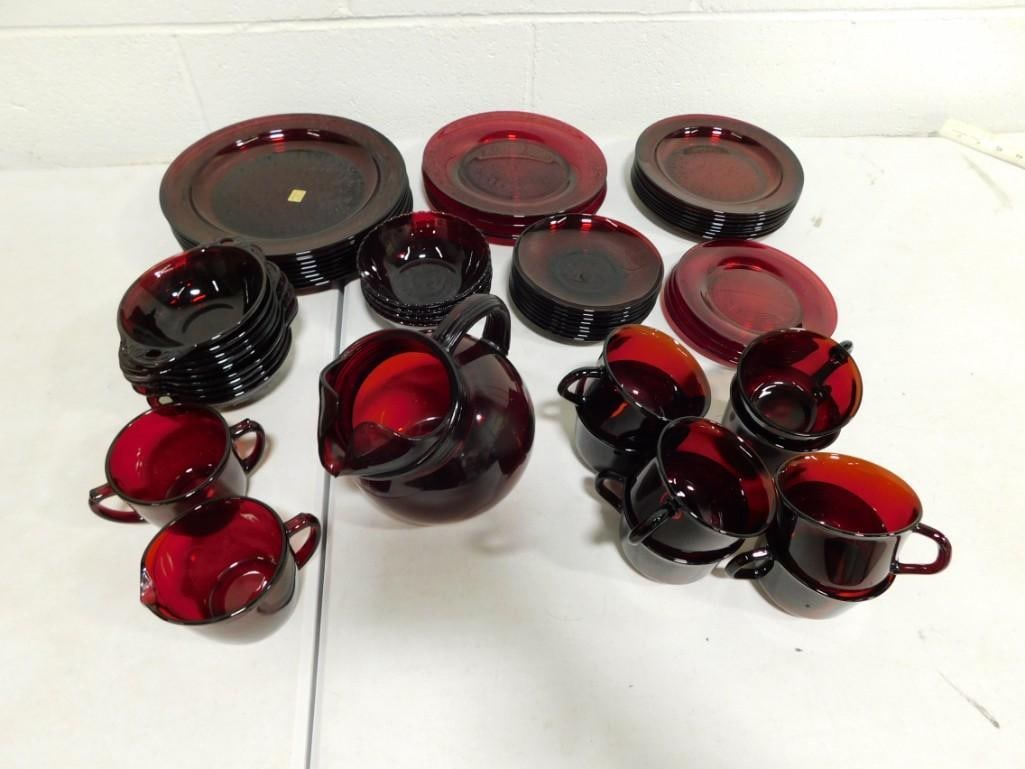 54 Piece Arcoroc Red Glassware set (1 of 4)