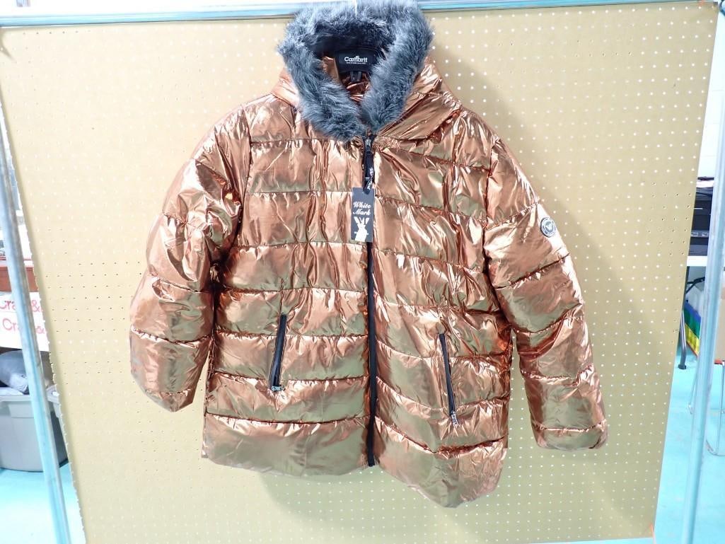 White Mark Bronze Colored Puffy Jacket Size 3XL New with Tags Very Shiny (1 of 10)