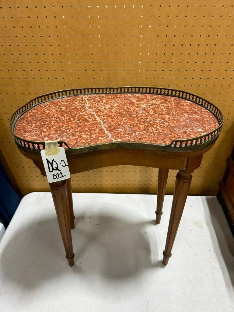 Vintage End Table with Stone Top (1 of 2)