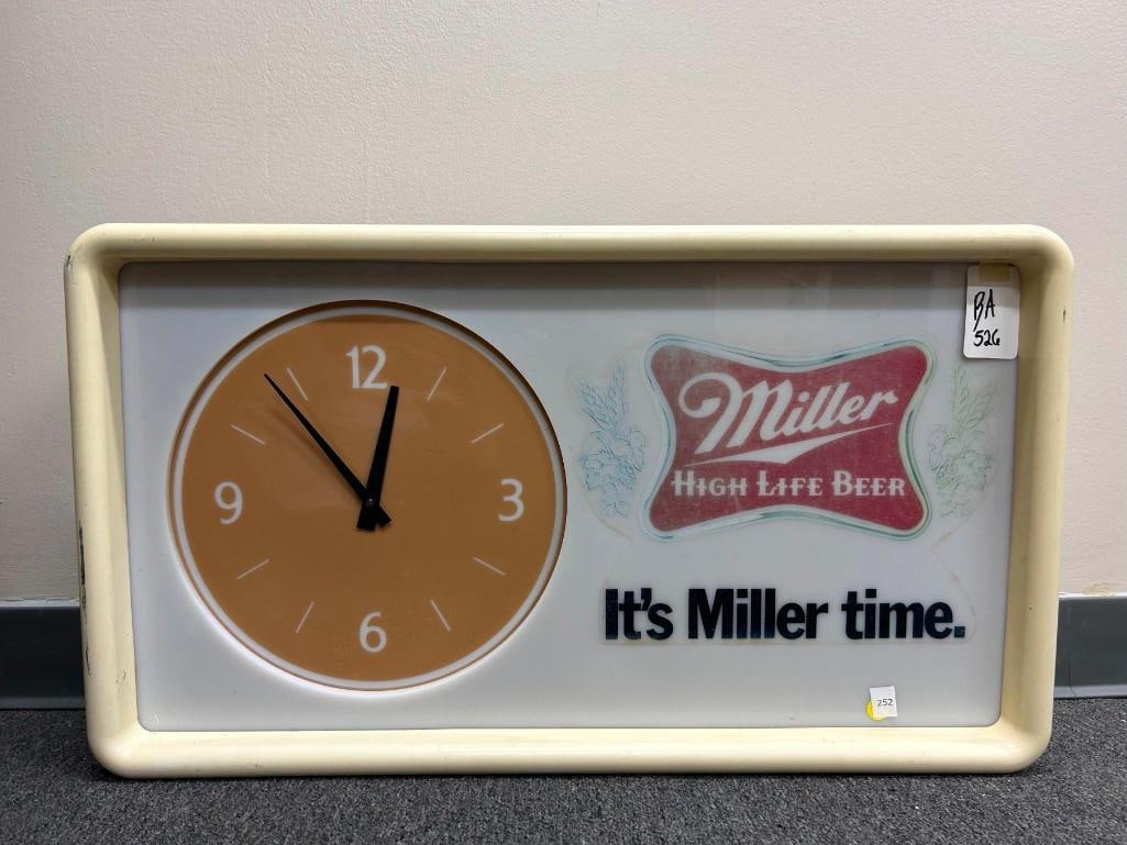 Vintage Miller Lite Beer Clock It's Miller Time 30" x 17" (1 of 6)