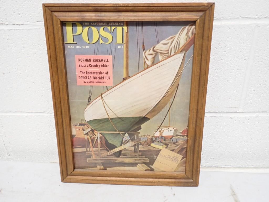 Framed Post Cover May 25, 1946  Measures 12.5" x 15.5" (1 of 5)