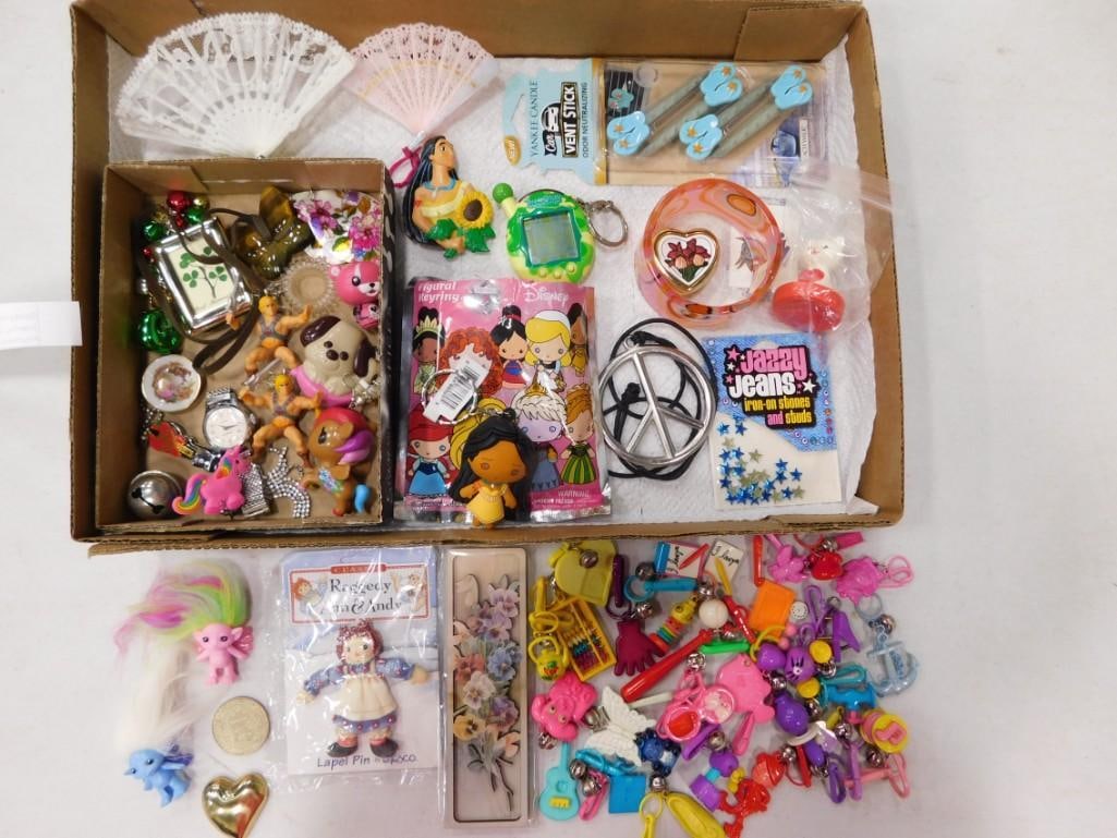 Quirky Vtg '70s Charms Jewelry, '04 Tamagotchi, Keychains, Smalls Lot (1 of 8)