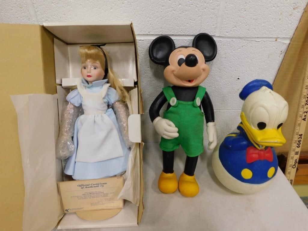 Disney Lot incl Vintage Donald Duck Toy, Mickey Mouse Toy, and Alice in Wonderland Doll (1 of 11)