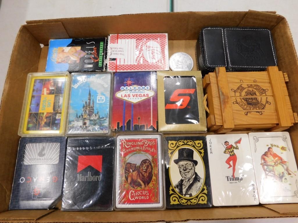 Lot of Playing Cards incl Ringling Bros & Barnum & Bailey, WC Fields, Marlboro, (1 of 5)
