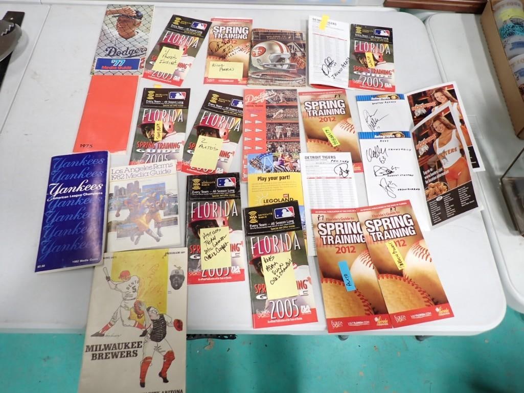 Sports Ephemera and Autograph Lot, etc including Signed Spring Training, Media Guides, Vintage (1 of 9)
