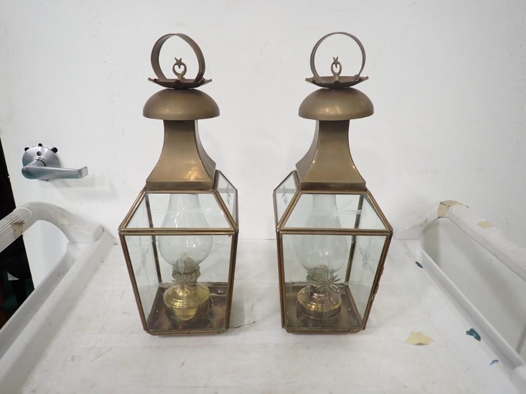 Pair of 1940's Yuksel Lambalari Turkish Shepherd Oil Lamps: Pair of 1940's Yuksel Lambalari Turkish Shepherd Oil Lamps