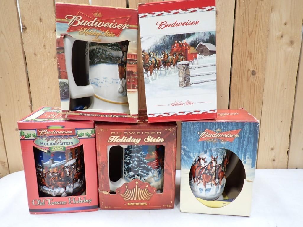 5 Budweiser Holiday Beer Steins in Original Boxes (1 of 7)