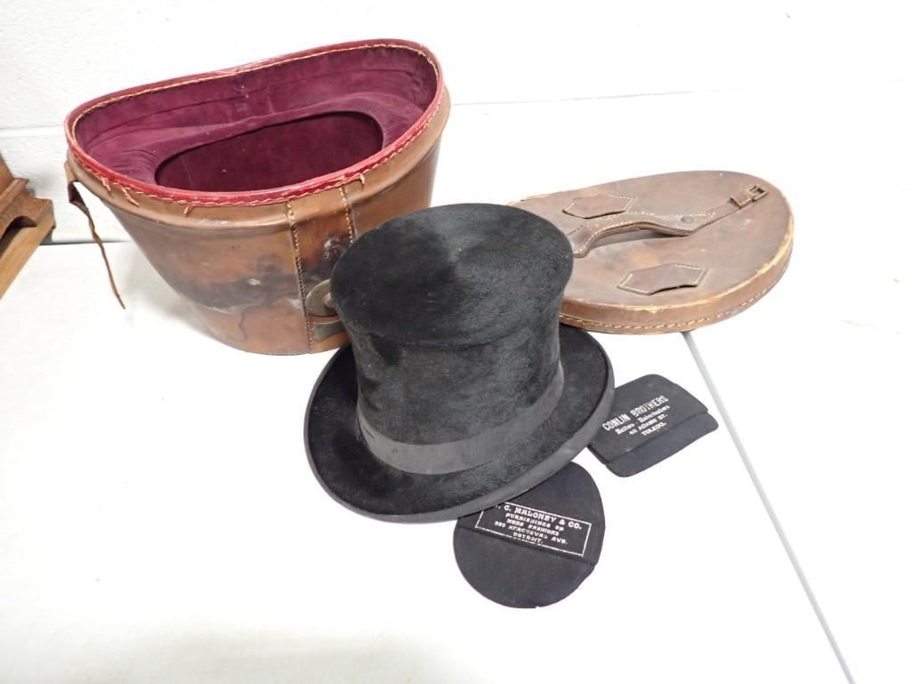 Antique Beaver Skin Top with Case Satchell & Son (1 of 12)