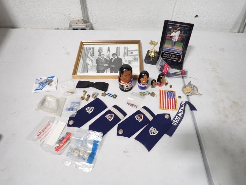 Military and Presidential Collectibles incl Military Patches, Nixon and Elvis Print, (1 of 9)